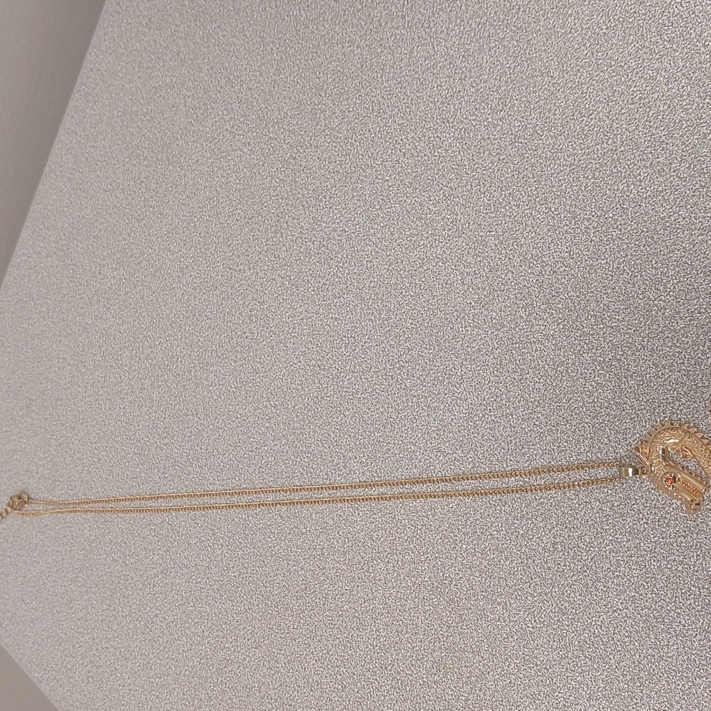 Gold Toned Red Eye Dragon Fashion Costume Long Necklace - Picture 10 of 16